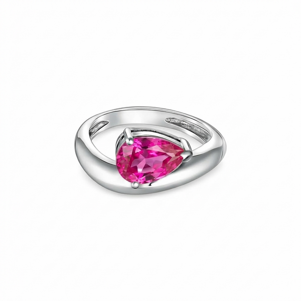 Nova Wave Solitaire Ring – Vivid Pink Sapphire