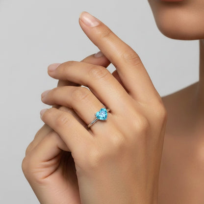 Amore Solitaire Ring – Teal Blue Spinel