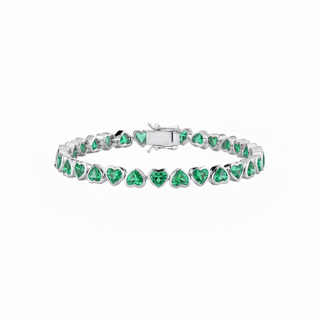 Amore Frame Tennis Bracelet – Colombian Green Emerald