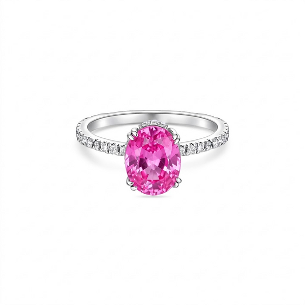 Velara Pavé Solitaire Ring – Vivid Pink Sapphire