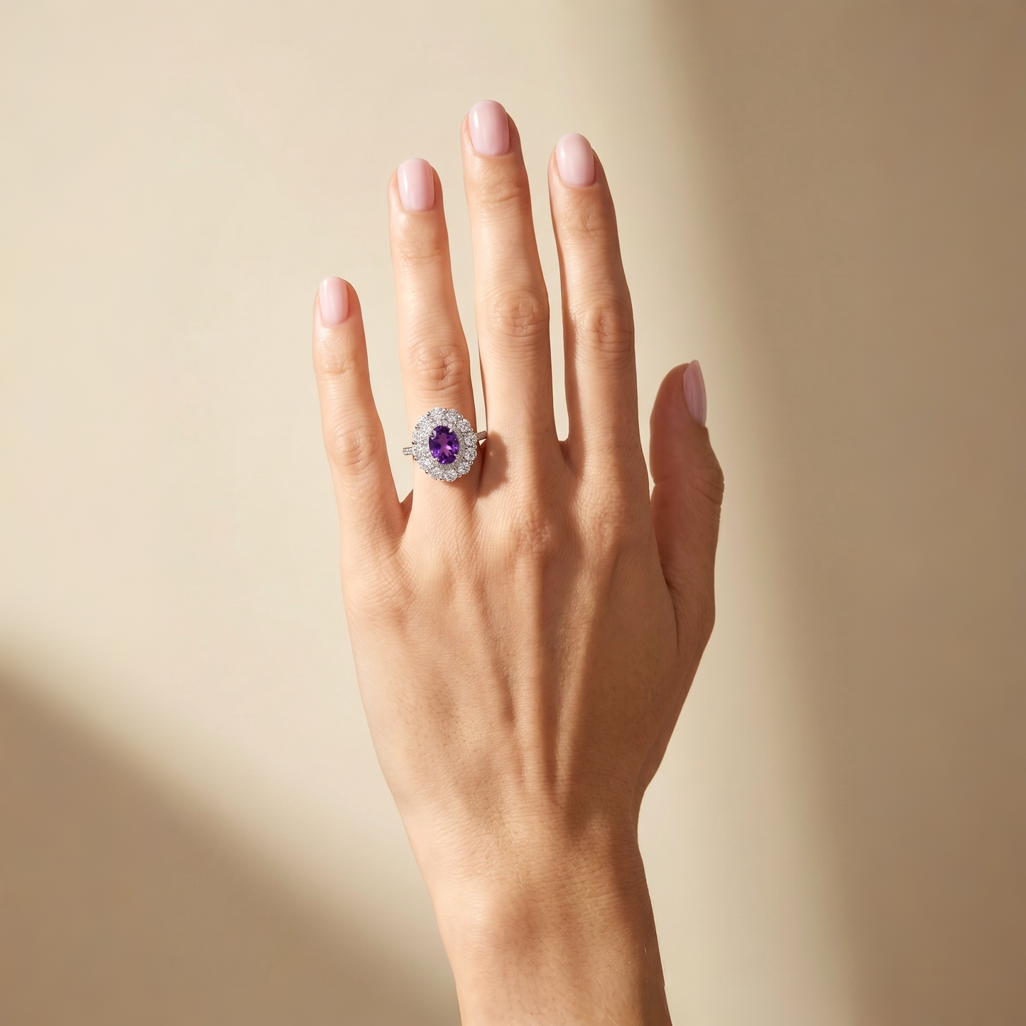 Velara Double Halo Ring – Purple Sapphire