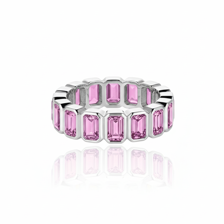 Nexus Vertical Eternity Ring – Light Pink Sapphire