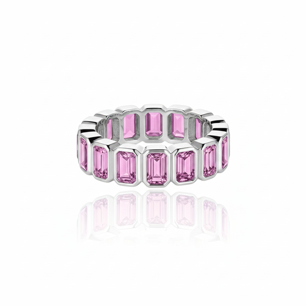 Nexus Vertical Eternity Ring – Light Pink Sapphire