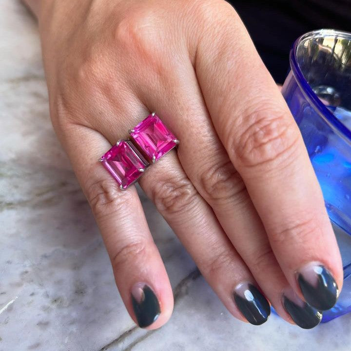 Nexus Twin Ring – Teal Blue Spinel