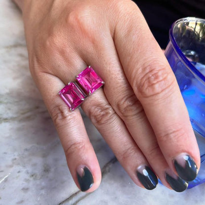 Nexus Twin Ring – Teal Blue Spinel