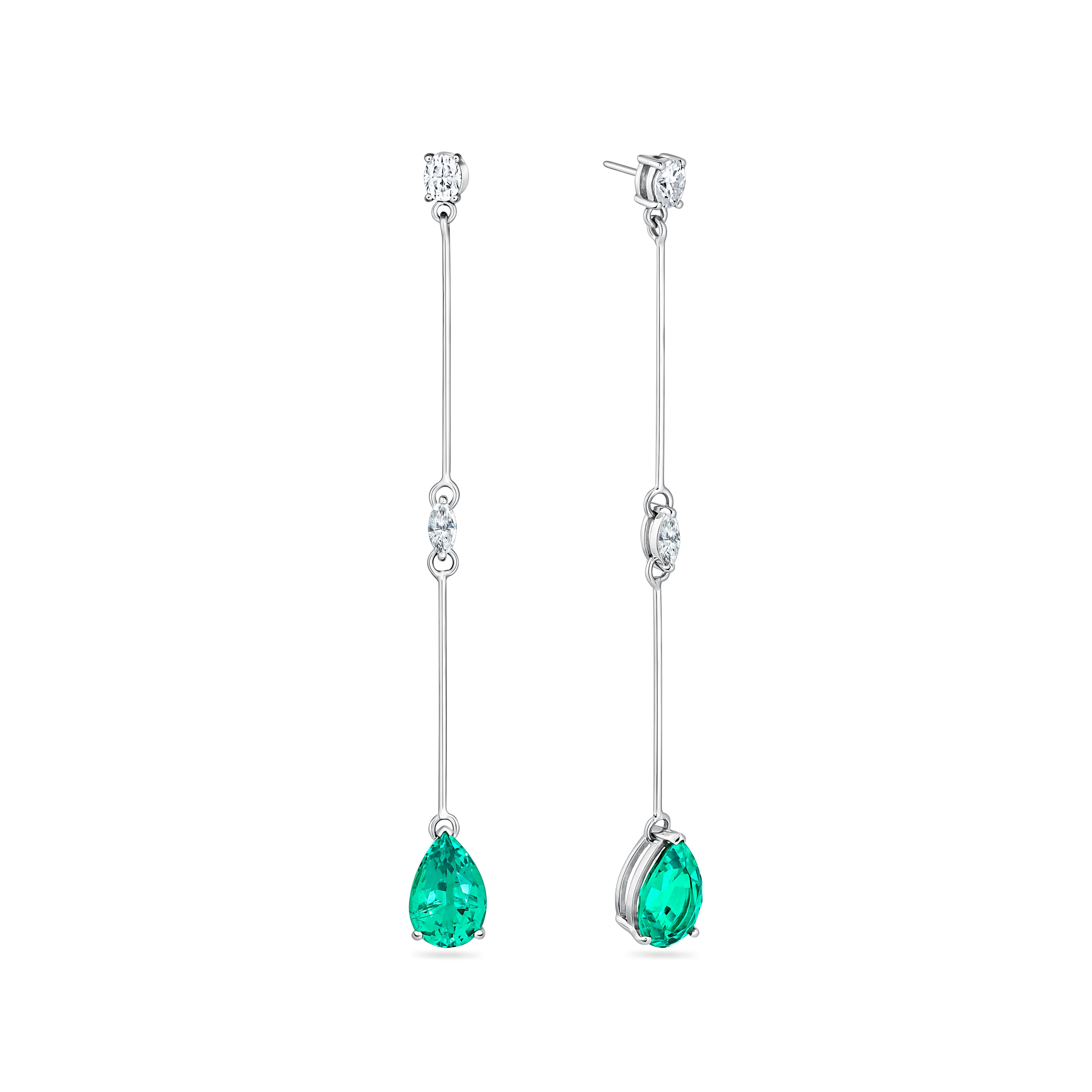 Nova Long Drop Earrings – Colombian Green Emerald