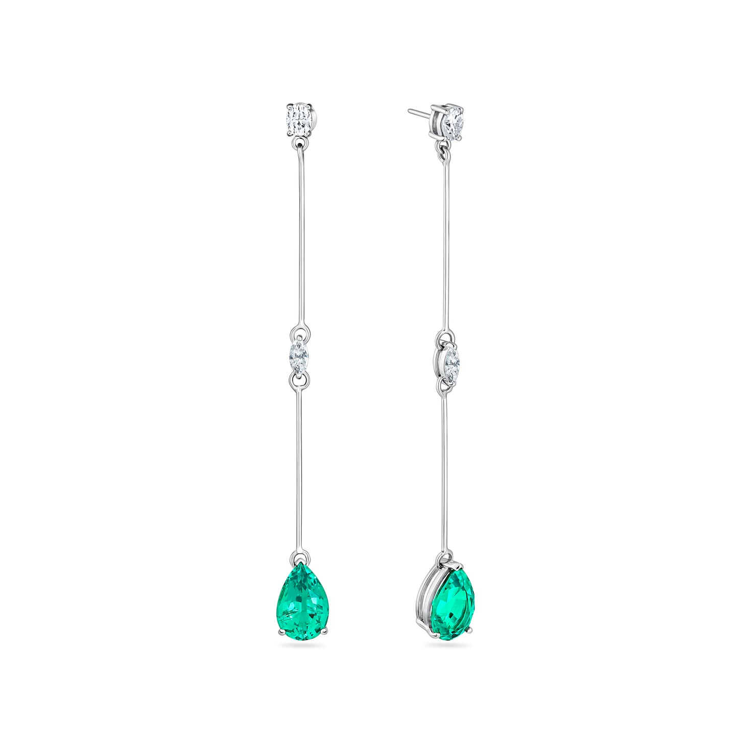Nova Long Drop Earrings – Colombian Green Emerald