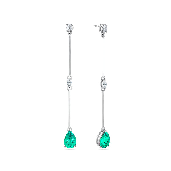 Nova Long Drop Earrings – Colombian Green Emerald