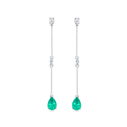 Nova Long Drop Earrings – Colombian Green Emerald