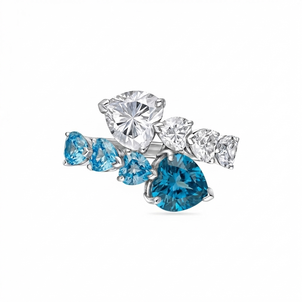Amore Twist Ring – Teal Blue Spinel