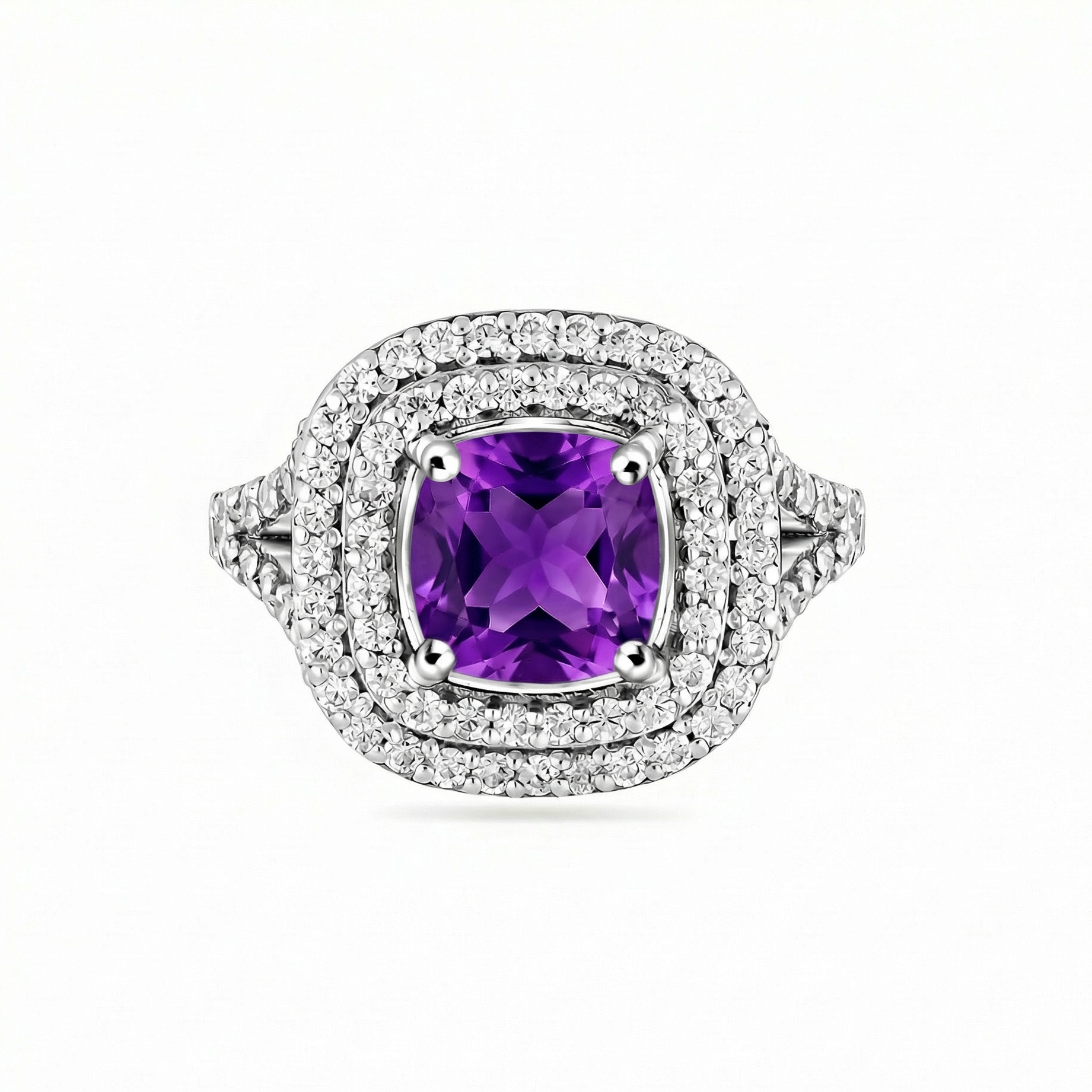 Aria Double Halo Ring – Purple Sapphire