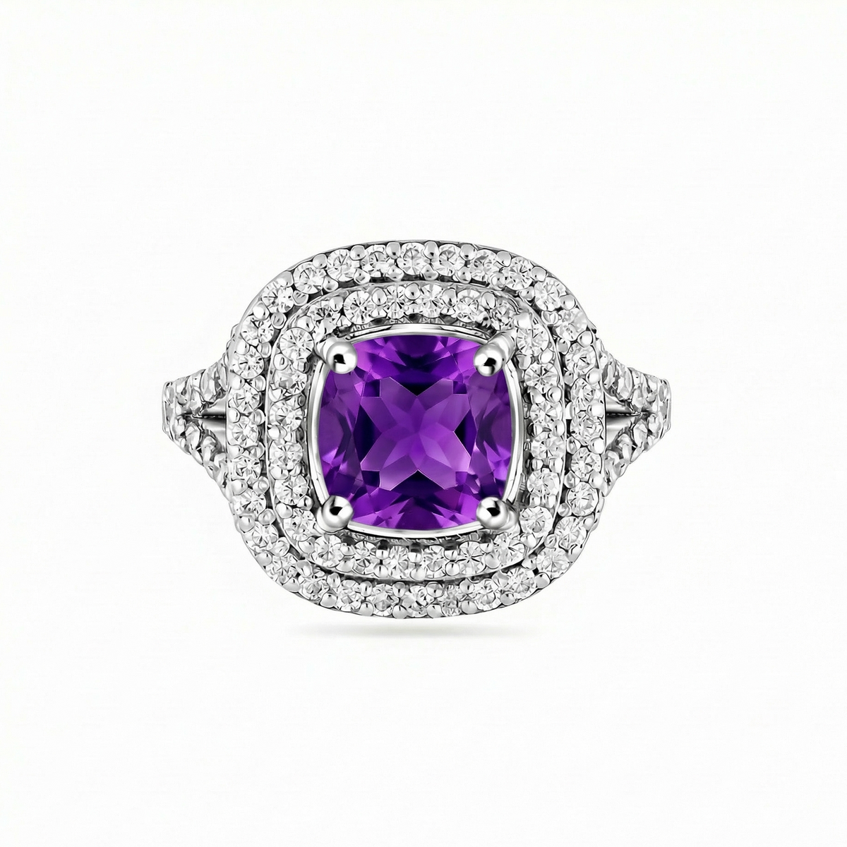Aria Double Halo Ring – Purple Sapphire
