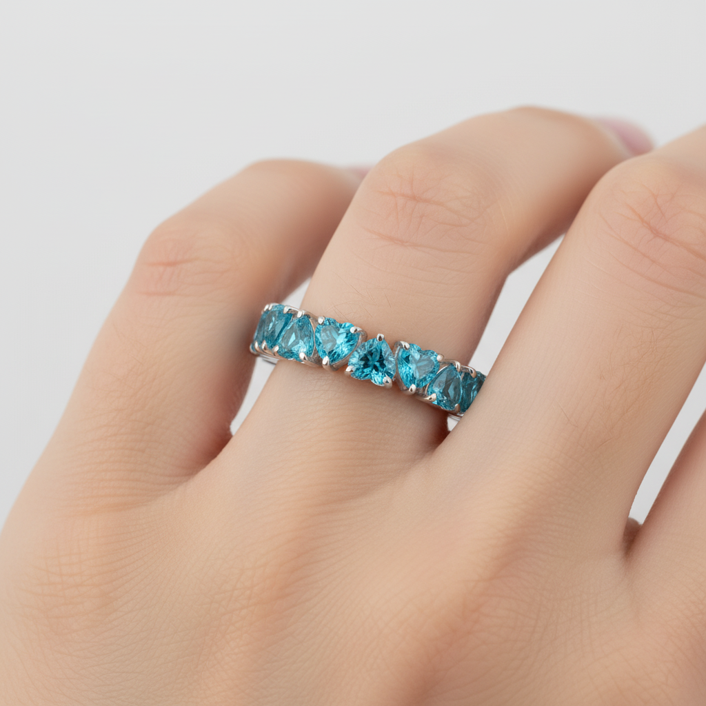 Amore Eternity Ring – Teal Blue Spinel
