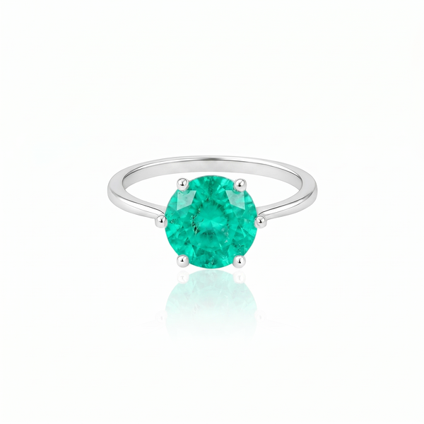 Juno Bold Solitaire Ring – Colombian Green Emerald