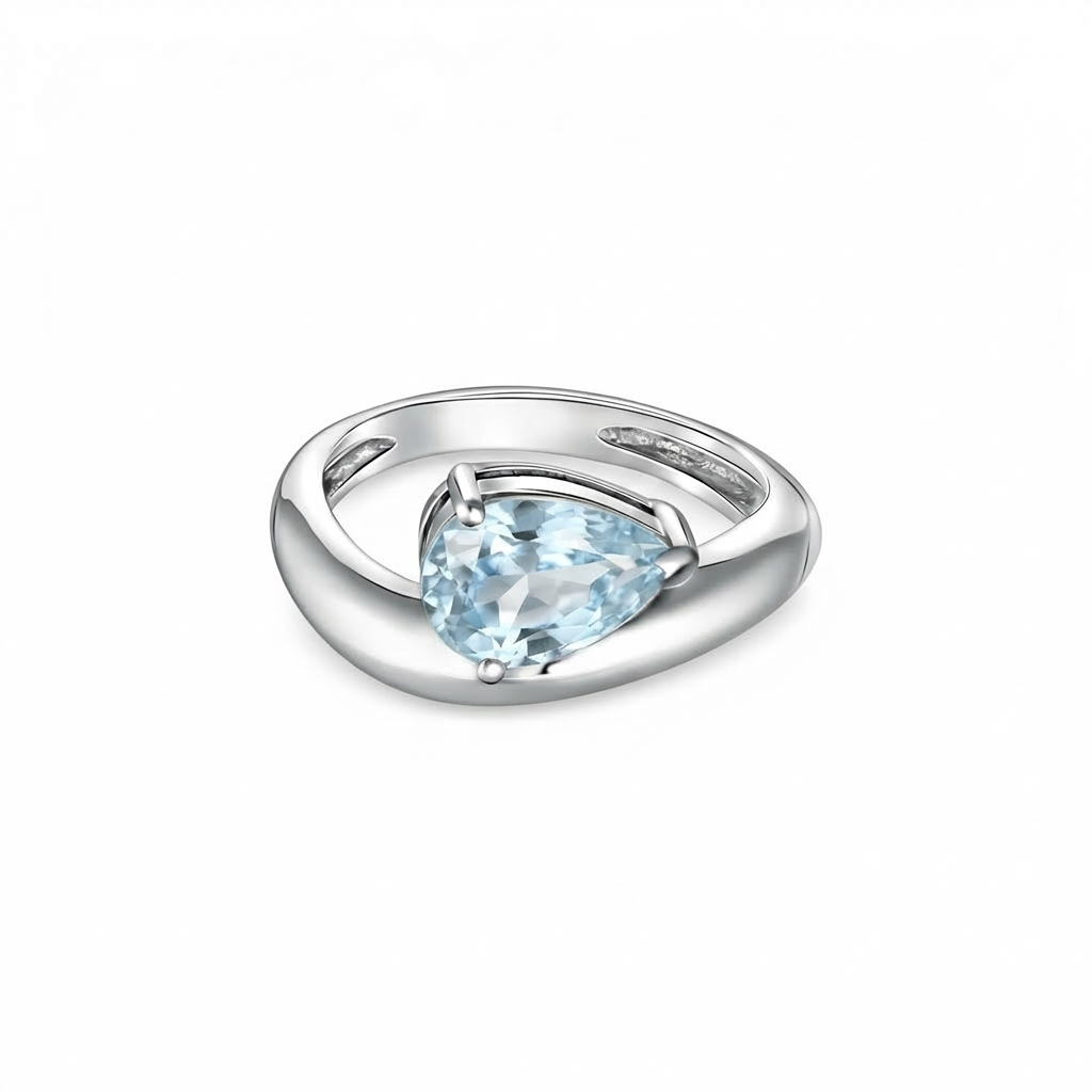 Nova Wave Solitaire Ring – Light Blue Aquamarine