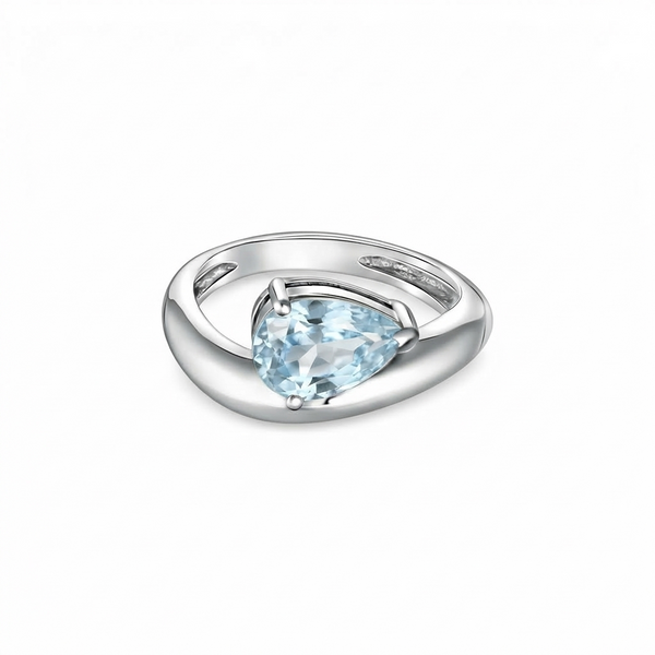 Nova Wave Solitaire Ring – Light Blue Aquamarine