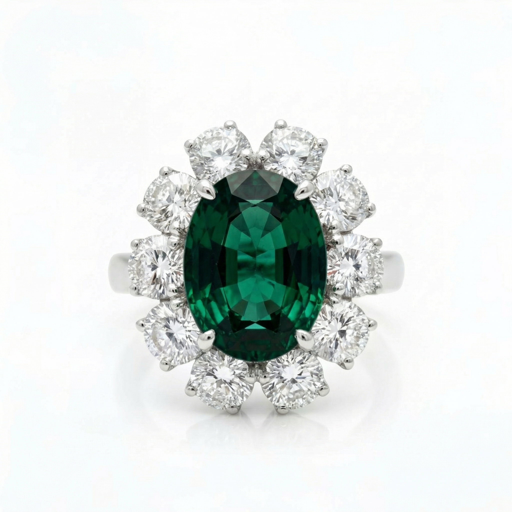 Velara Grand Halo Ring – Zambian Green Emerald