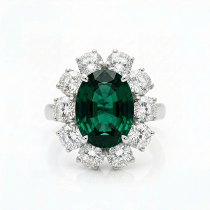 Velara Grand Halo Ring – Zambian Green Emerald