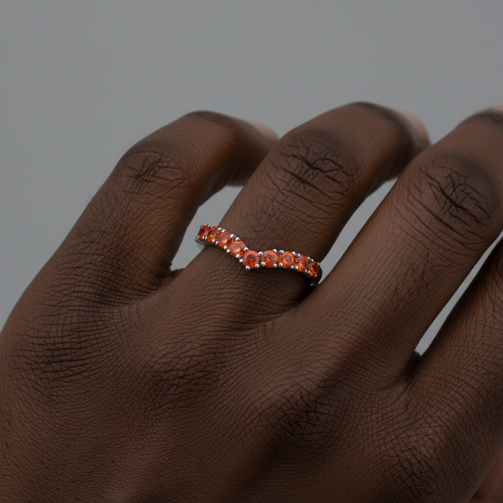 Linea V Demi Grande Ring – Orange Padparadscha Sapphire