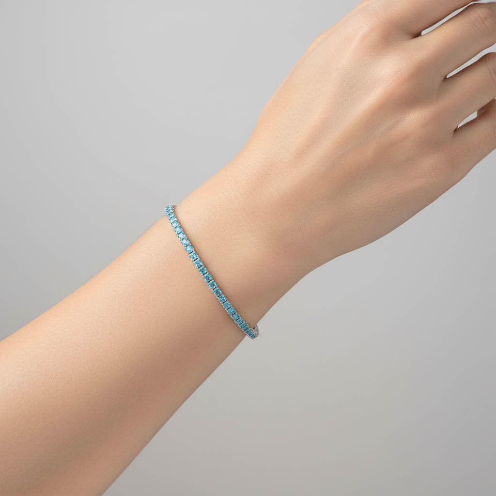 Juno Midi Tennis Bracelet – Teal Blue Spinel