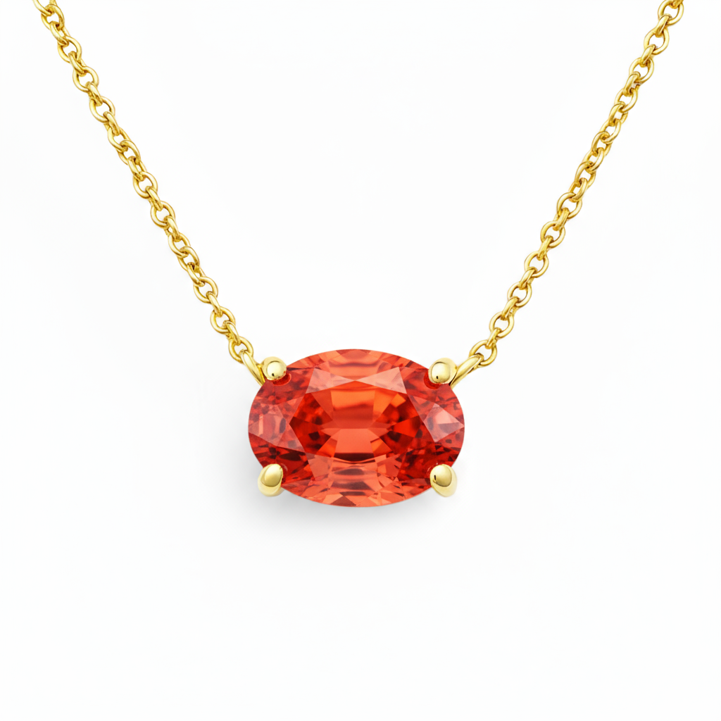 Velara Solitaire Necklace – Orange Padparadscha Sapphire