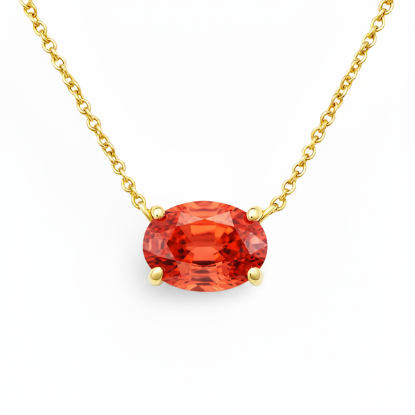 Velara Solitaire Necklace – Orange Padparadscha Sapphire