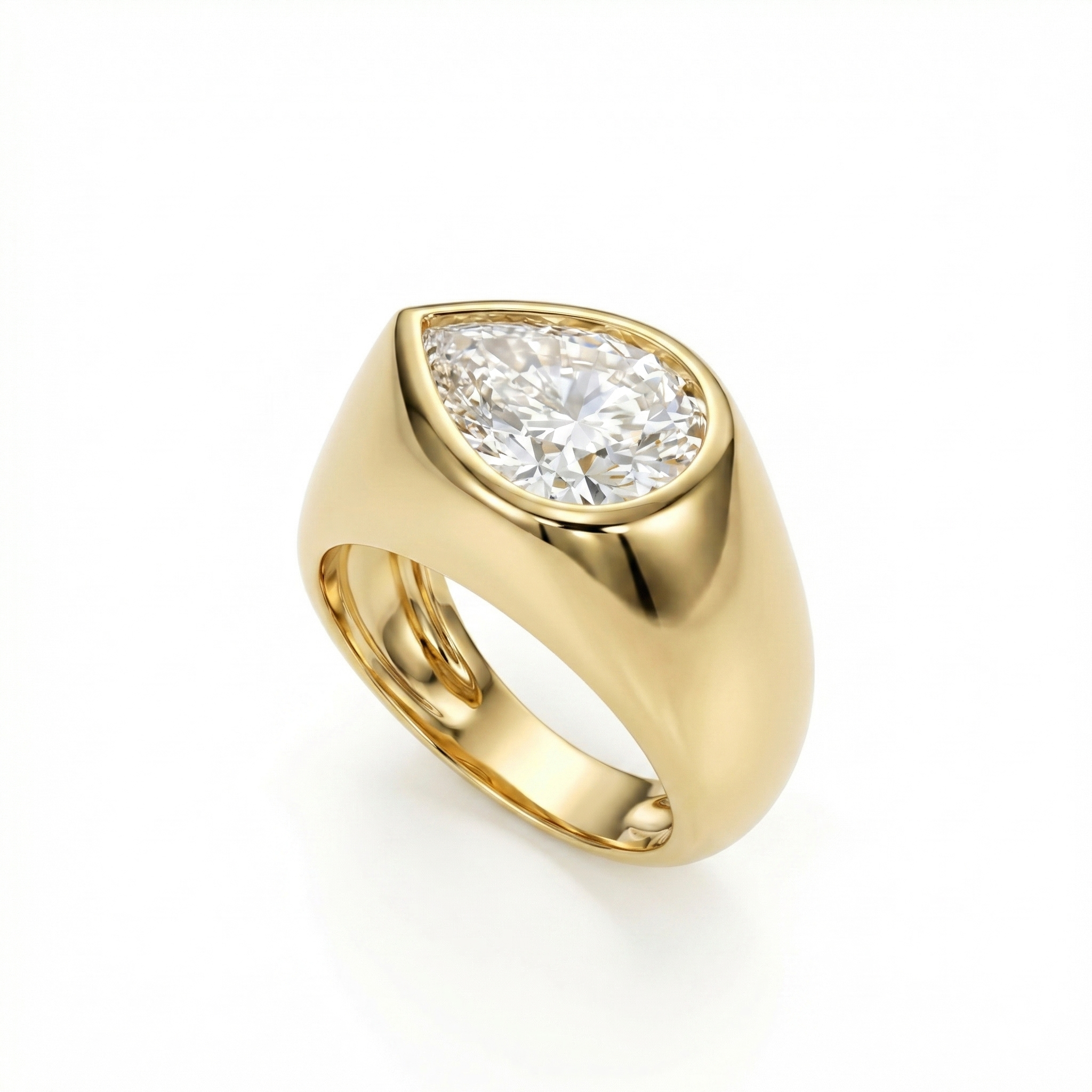 Nova Lateral Signet Ring – White Diamond