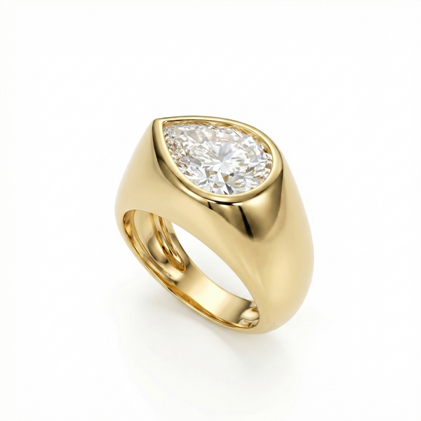 Nova Lateral Signet Ring – White Diamond