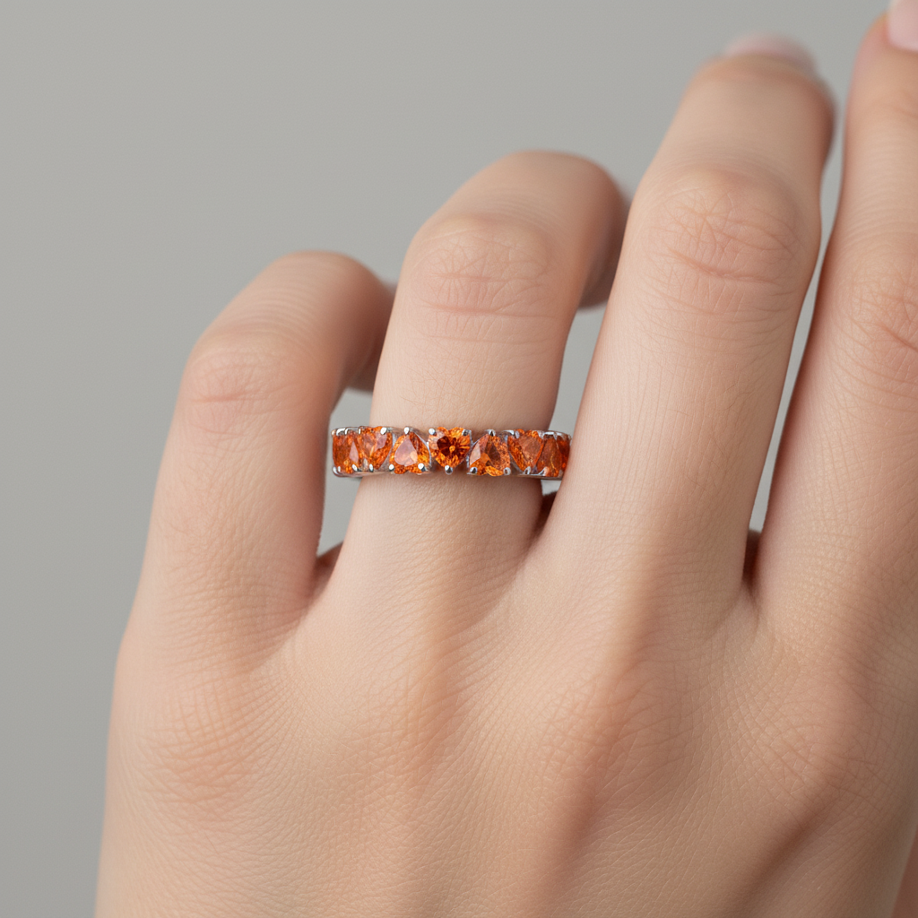 Amore Eternity Ring – Orange Padparadscha Sapphire