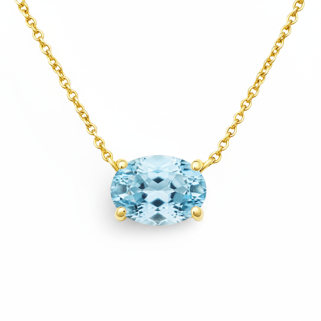 Velara Solitaire Necklace – Teal Blue Spinel