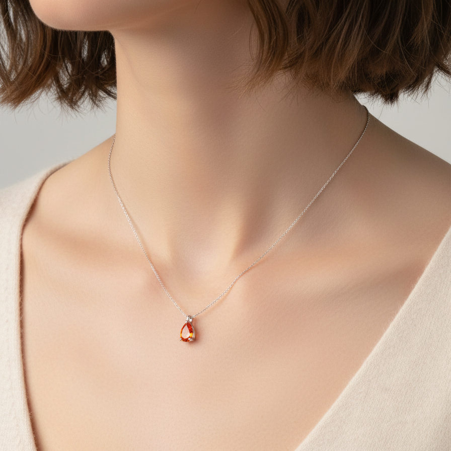 Nova Solitaire Necklace – Orange Padparadscha Sapphire