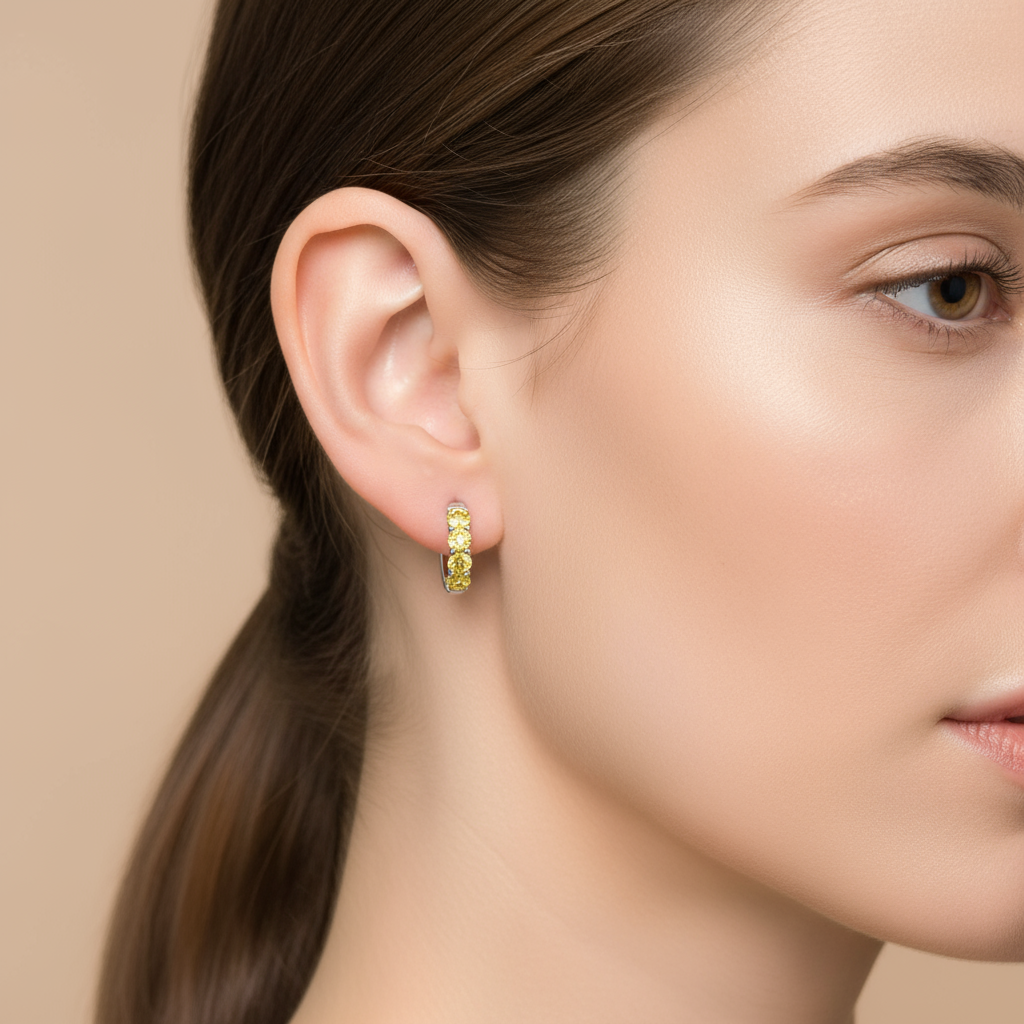 Linea Chunky Hoop Earrings – White Diamond
