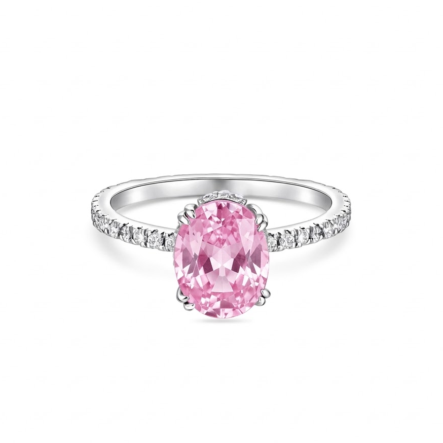 Velara Pavé Solitaire Ring – Light Pink Sapphire