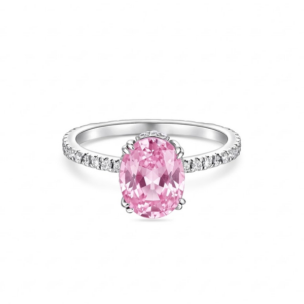 Velara Pavé Solitaire Ring – Light Pink Sapphire