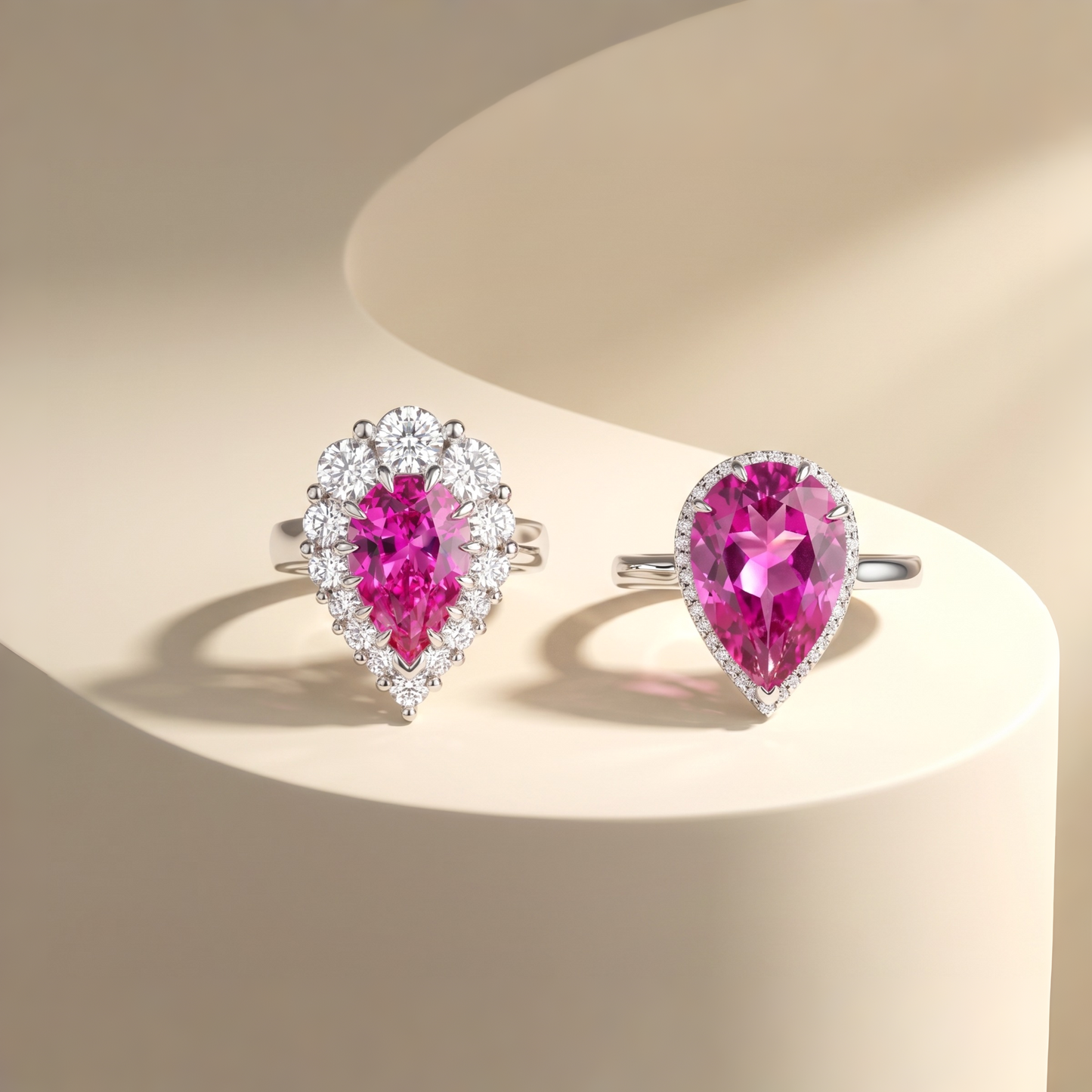 Nova Halo Ring – Vivid Pink Sapphire