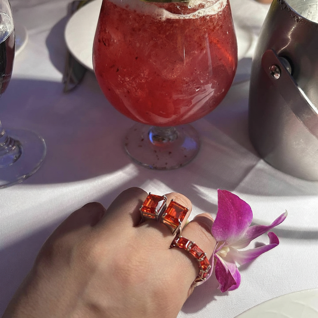 Nexus Tennis Ring – Orange Padparadscha Sapphire