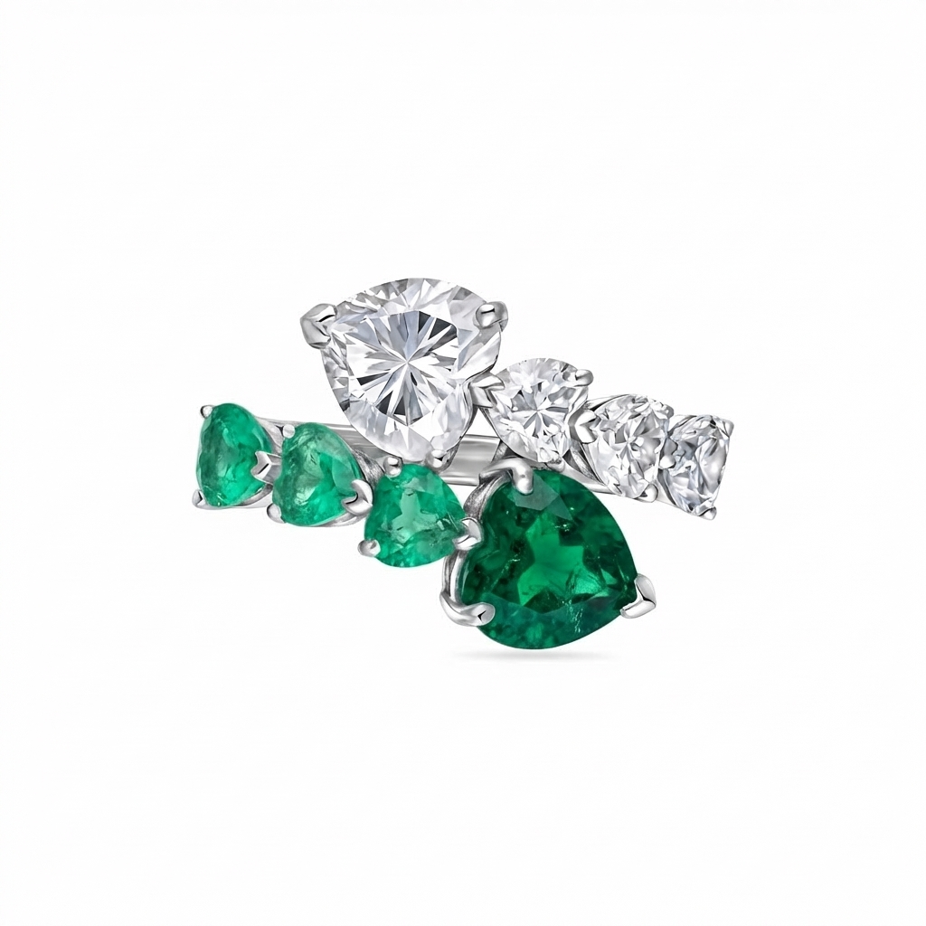 Amore Twist Ring – Zambian Green Emerald