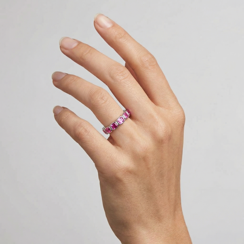 Nexus Lateral Eternity Ring – Vivid Pink Sapphire