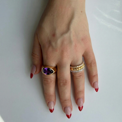 Nova Lateral Signet Ring – Purple Sapphire