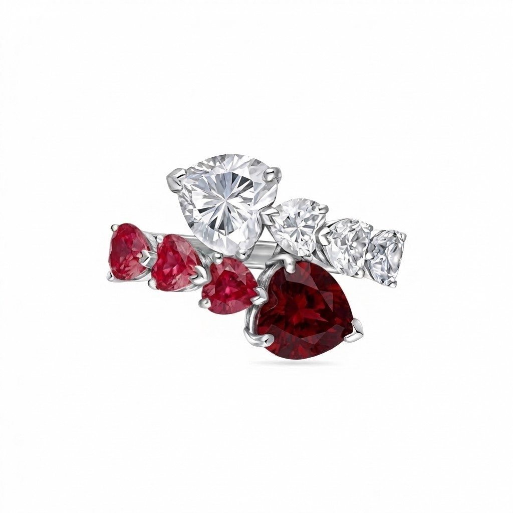 Amore Twist Ring – Deep Red Garnet