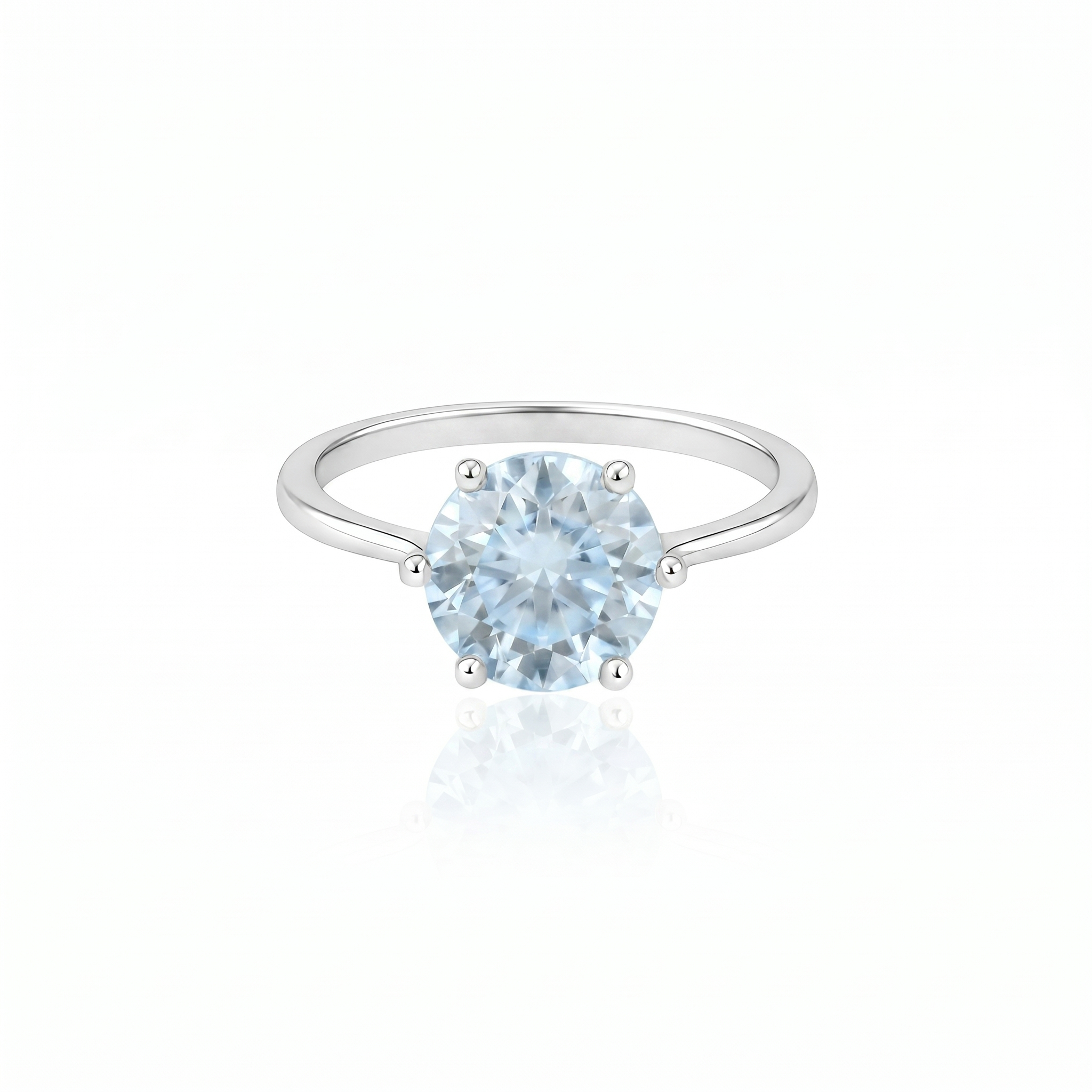 Juno Bold Solitaire Ring – Light Blue Aquamarine