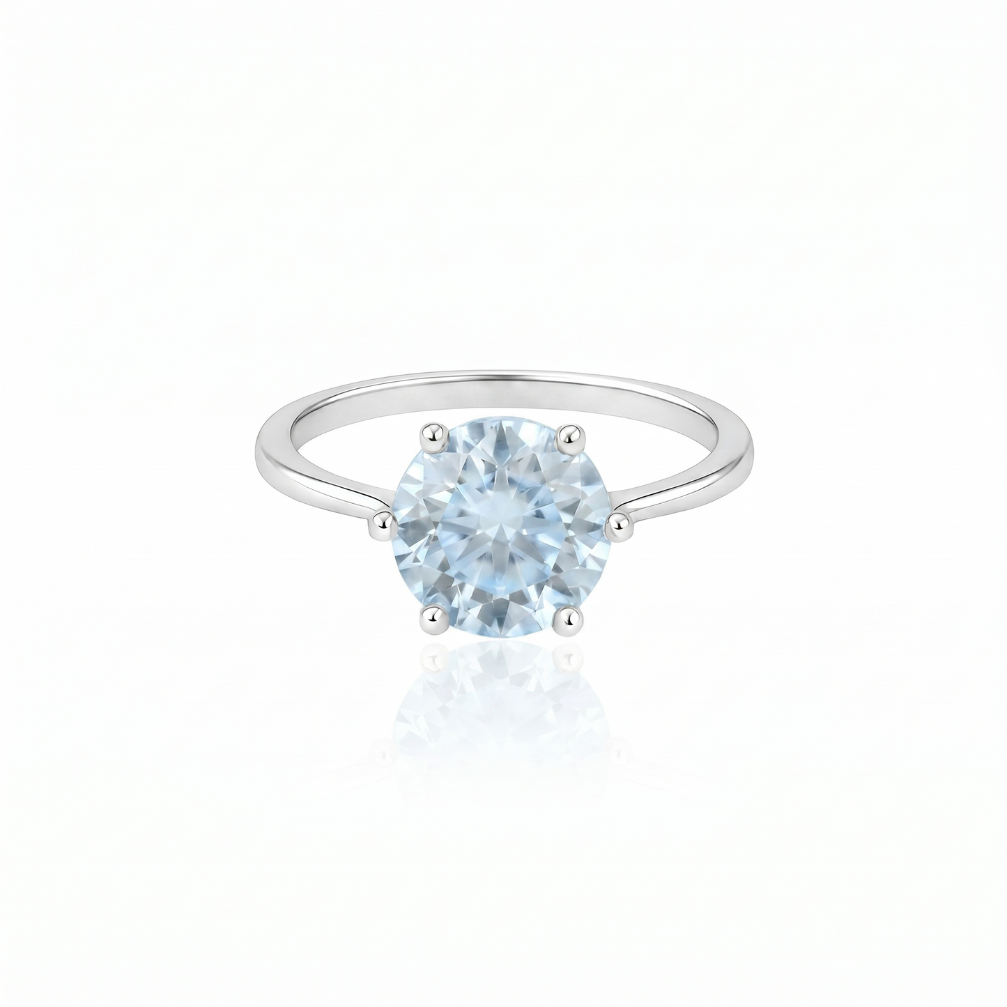 Juno Bold Solitaire Ring – Light Blue Aquamarine