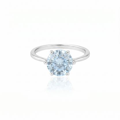 Juno Bold Solitaire Ring – Light Blue Aquamarine