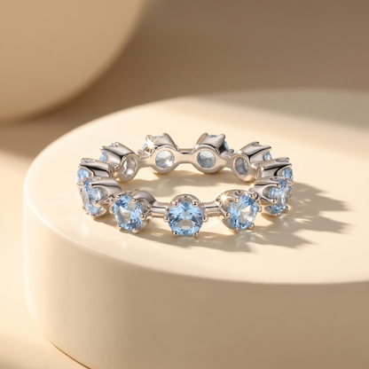 Linea Maxi Station Ring – Light Blue Aquamarine