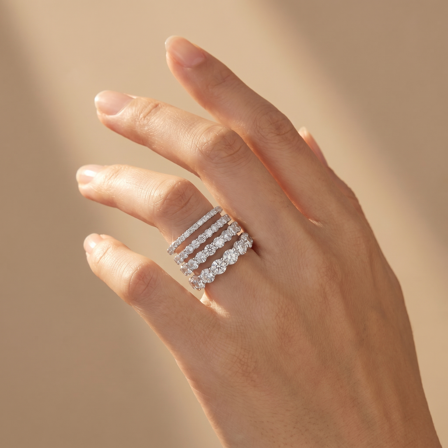 Linea Midi Ring – White Diamond