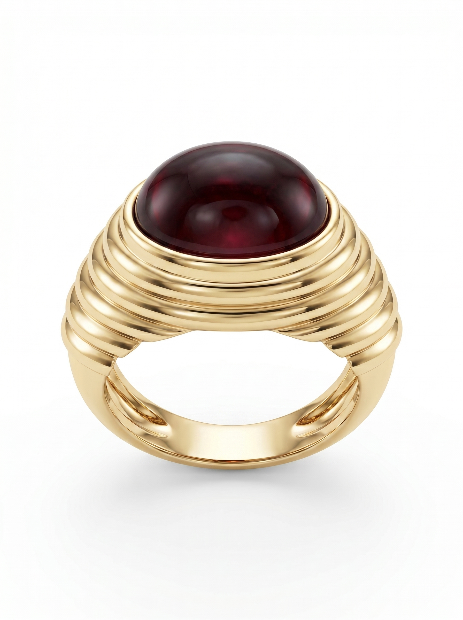 Velara Cabochon Ring – Deep Red Garnet