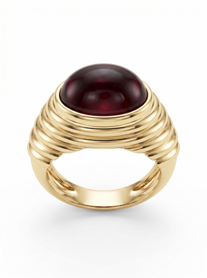 Velara Cabochon Ring – Deep Red Garnet
