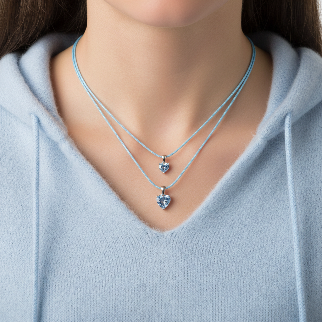 Amore Maxi Solitaire Necklace – Light Blue Aquamarine