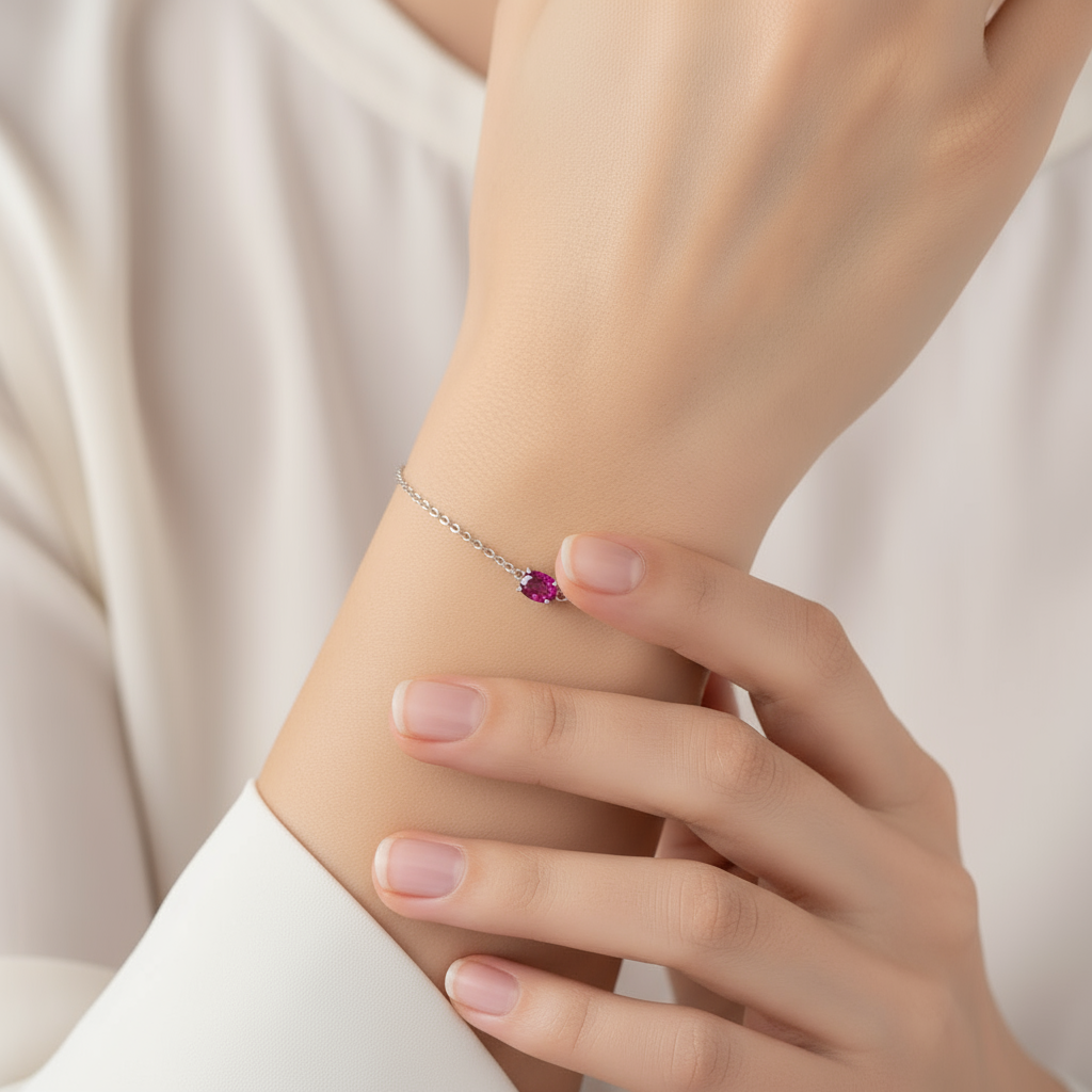 Velara Solitaire Bracelet – Deep Red Garnet