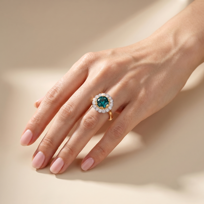 Juno Daisy Ring – Zambian Green Emerald